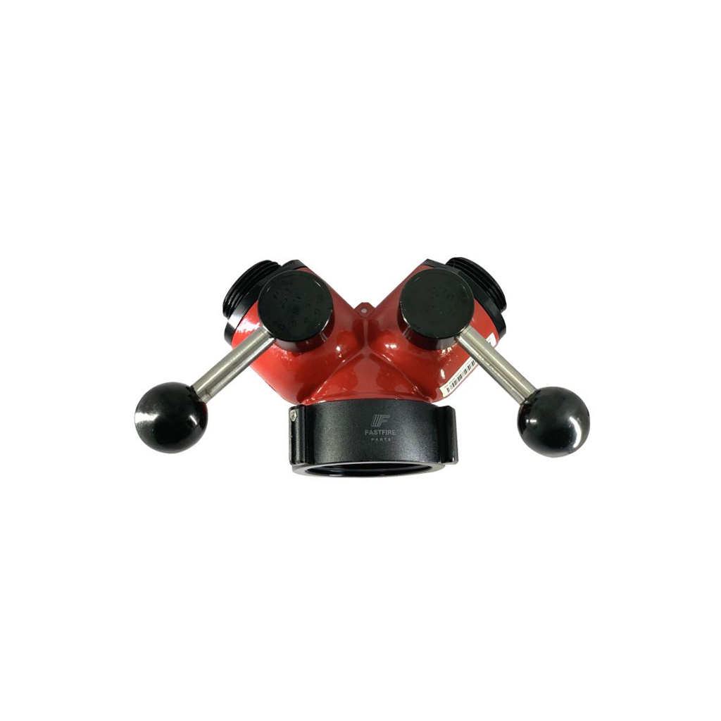 Valve, Wye ball, Aluminum, 2.5" Female NH/NST, (2) 1.5" Male NH/NST, Red, Fast