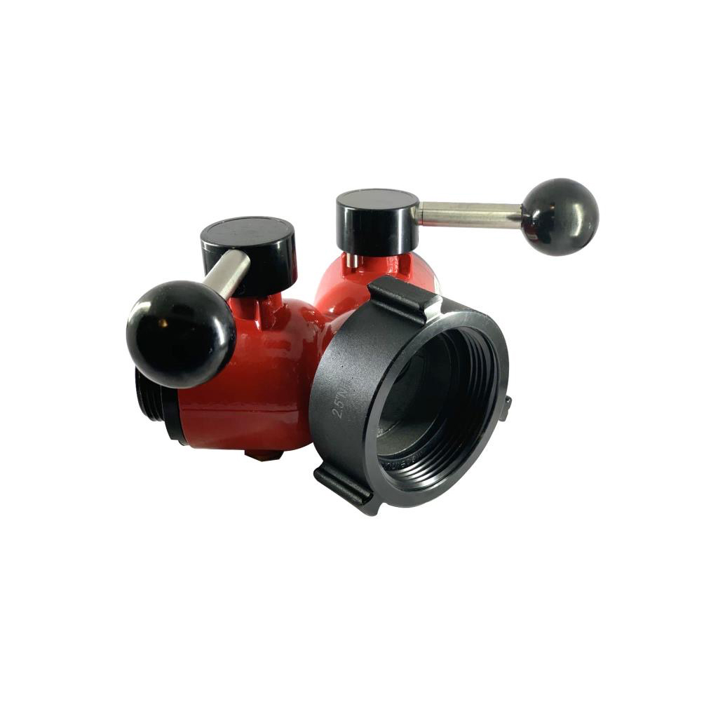 Valve, Wye ball, Aluminum, 2.5" Female NH/NST, (2) 1.5" Male NH/NST, Red, Fast - Image 2