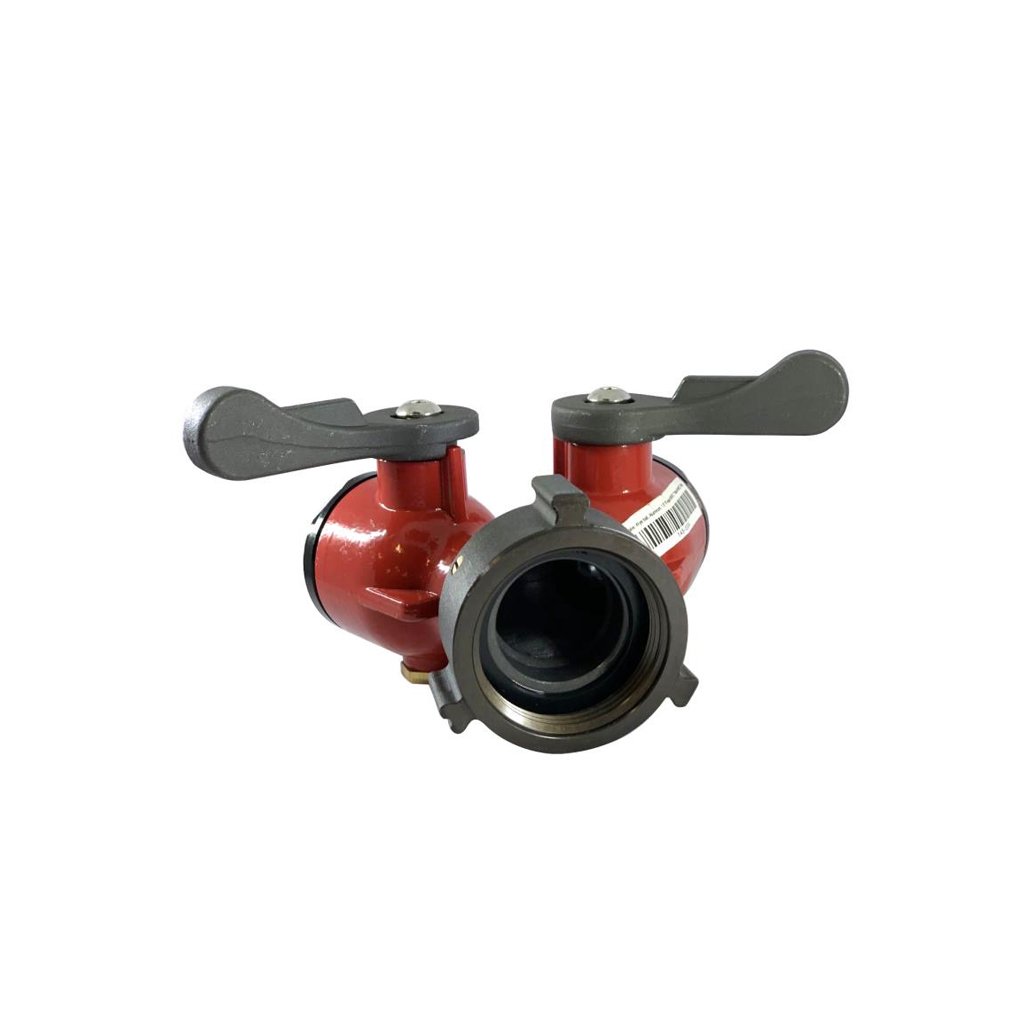 Valve, Wye ball, Aluminum, 1" Female NH/NST, (2) 0.75" Male GHT, Red, Fast - Image 3