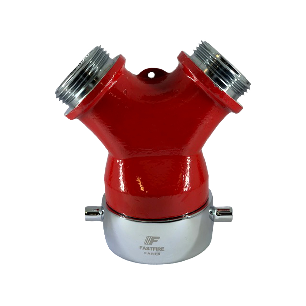 Plain Wye, Brass, 2.5" Female NH/NST, 1.5" Male NH/NST, Red, Fast