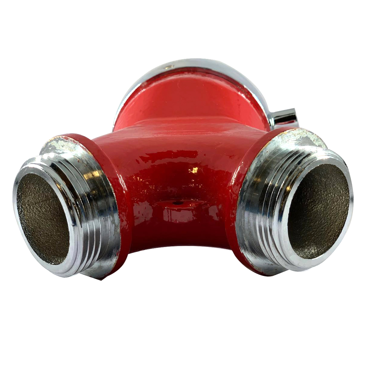 Plain Wye, Brass, 1.5" Female NH/NST, 1.5" Male NH/NST, Red - Image 2