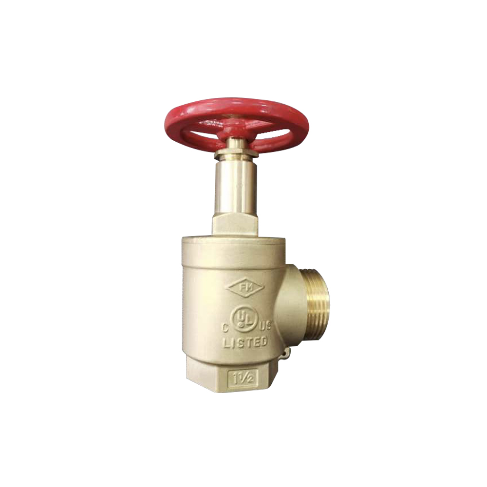 Angle Hose Valve, Forged DZR brass, Red Aluminum handwheel, Inlet 1.5″ Female NPT, Outlet 1.5″ Male NST, Max working pressure: 300psi @ 70 ° F (21 °C), FM approved, UL listed, ULC listed, Fast